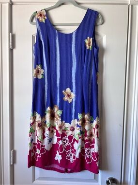 Jam's World Vintage Shift Dress Floral Hawaiian Sleeveless G